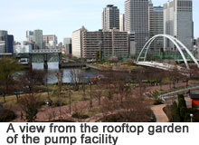A view from the rooftop garden of the pump facility